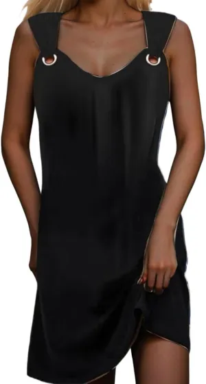 Summer Dresses for Women 2024 Vacation Casual Sleeveless Midi Tshirt Dress Trendy Flowy Loose Boho Beach Sundresses