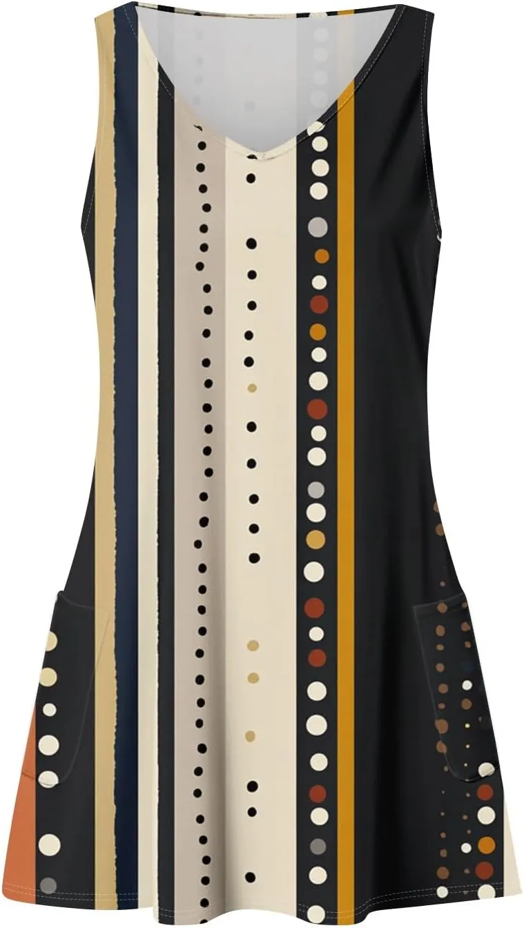 Summer Dresses for Women 2025 Casual Loose T Shirt Dresses V Neck Boho Beach Tank Dress Sleeveless Floral Sundresses