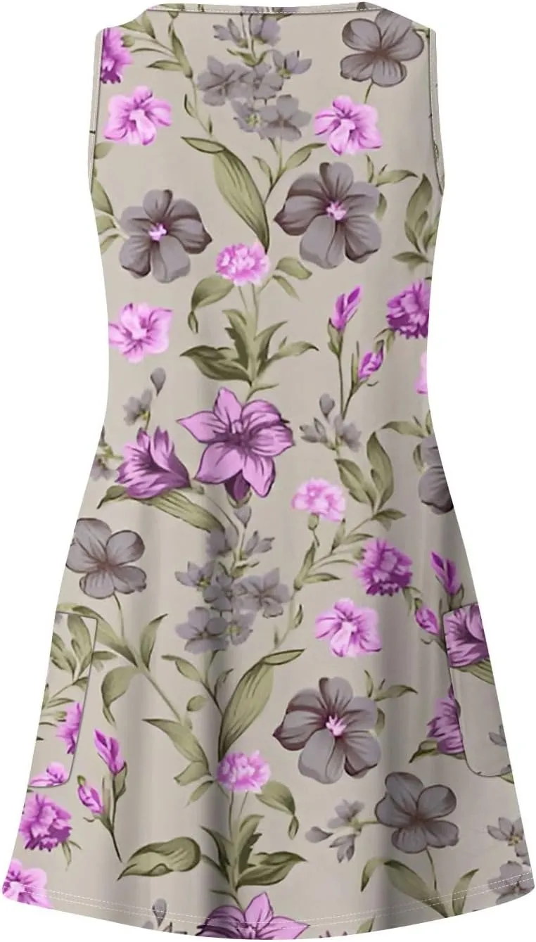Summer Dresses for Women 2025 Casual Plus Size V Neck Sundresses for Women Beach Sleeveless Tank Dress Short