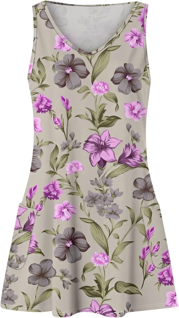 Summer Dresses for Women 2025 Casual Plus Size V Neck Sundresses for Women Beach Sleeveless Tank Dress Short
