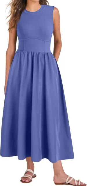 Summer Dresses for Women 2025 Formal Long Wedding Guest Slim Fit Tank Dress A Line Flowy Sleeveless Beach Sundress