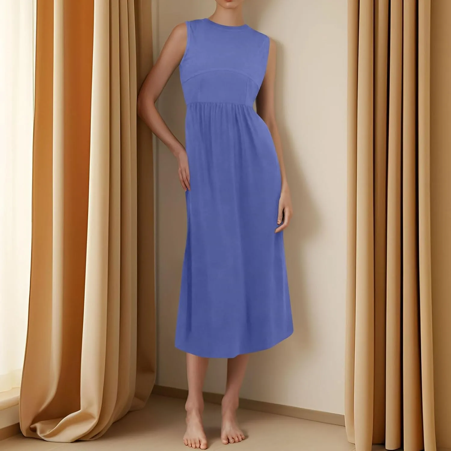 Summer Dresses for Women 2025 Formal Long Wedding Guest Slim Fit Tank Dress A Line Flowy Sleeveless Beach Sundress