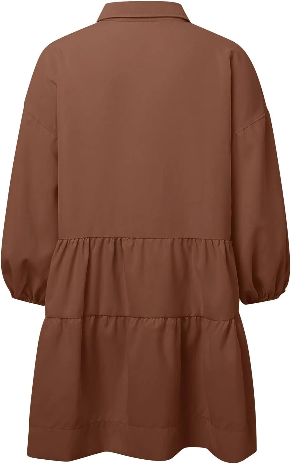 Summer Dresses Women LanternO Sleeve Lapel Collar Button Down Midi Dress Casual Beach Sundresses Plus Size Flowy Dress