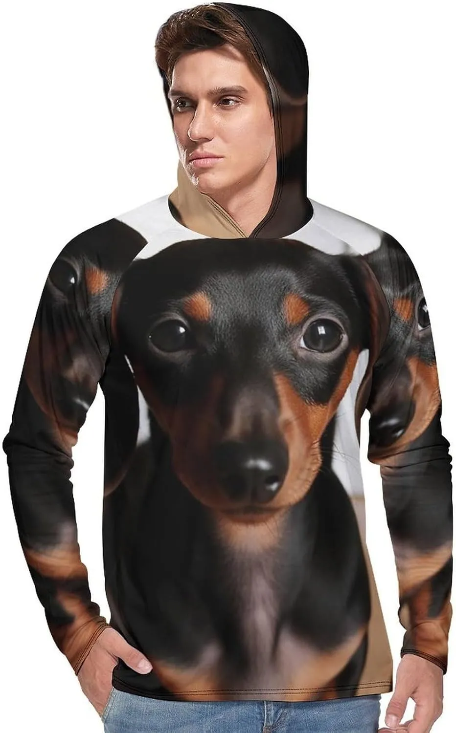 Sun Protection Shirt Long Sleeve Hoodie Cute Wiener Sausage Dog Lightweight Rash Guard Quick Dry Sun Shirt for Outdoor