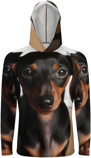Sun Protection Shirt Long Sleeve Hoodie Cute Wiener Sausage Dog Lightweight Rash Guard Quick Dry Sun Shirt for Outdoor
