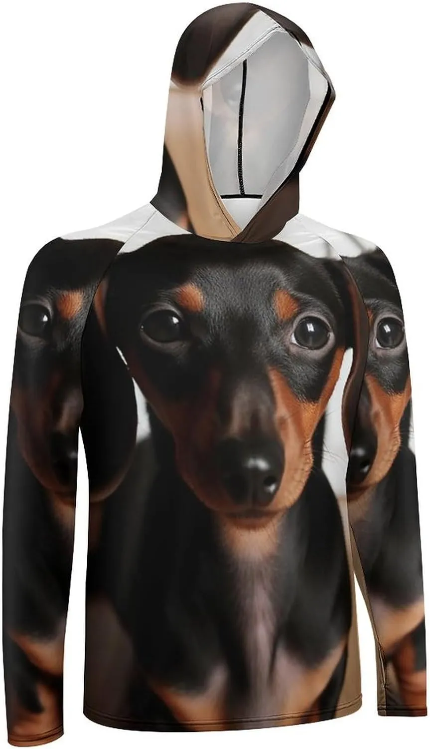 Sun Protection Shirt Long Sleeve Hoodie Cute Wiener Sausage Dog Lightweight Rash Guard Quick Dry Sun Shirt for Outdoor