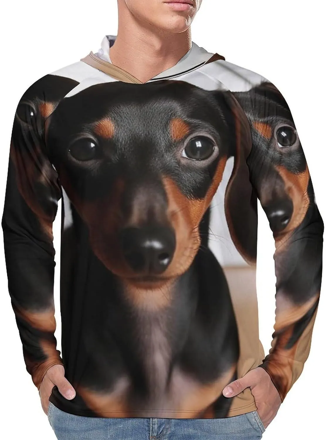 Sun Protection Shirt Long Sleeve Hoodie Cute Wiener Sausage Dog Lightweight Rash Guard Quick Dry Sun Shirt for Outdoor