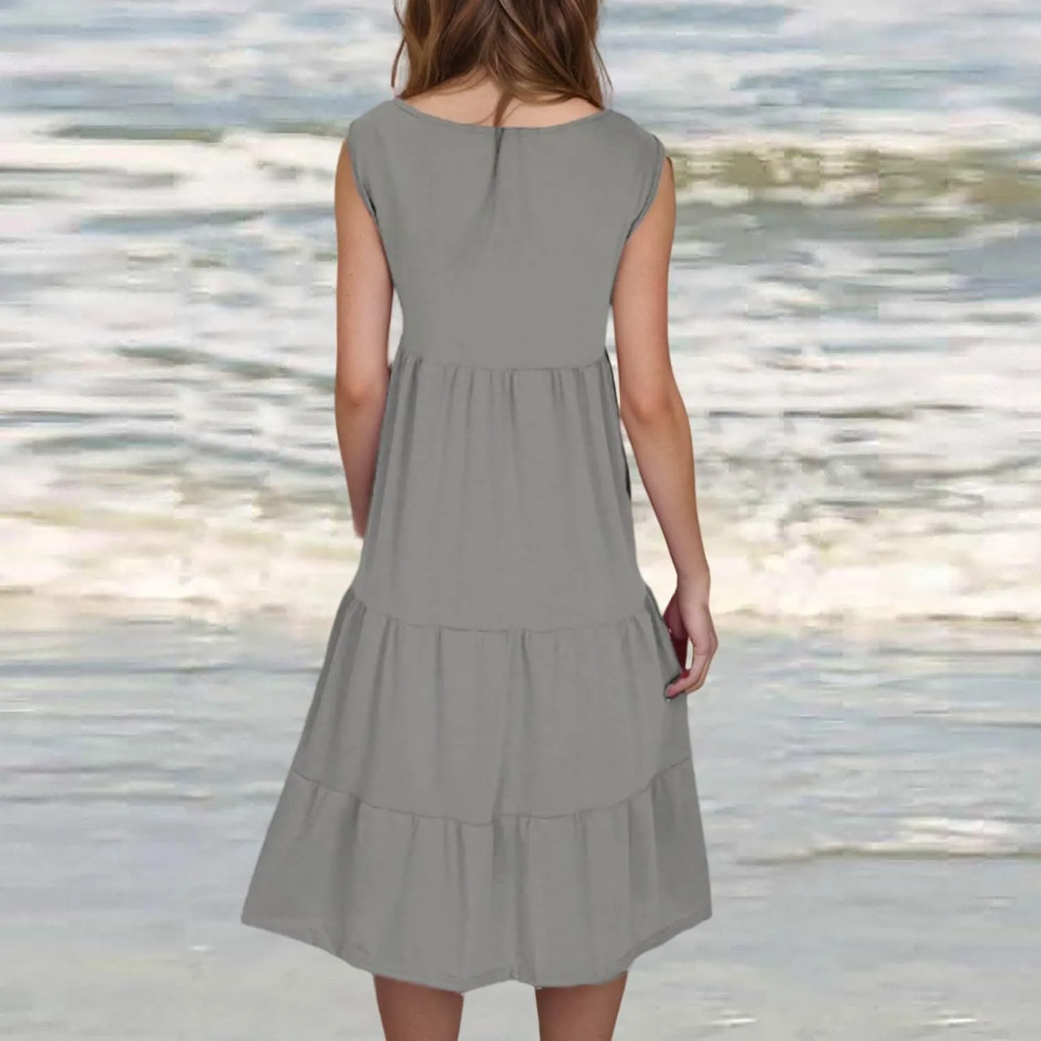 Sundresses for Women 2025 Sleeveless Cute Petite Mini Dress Tiered Summer Flowy Boho Sundress Beach Wear Spring Tank Dresses