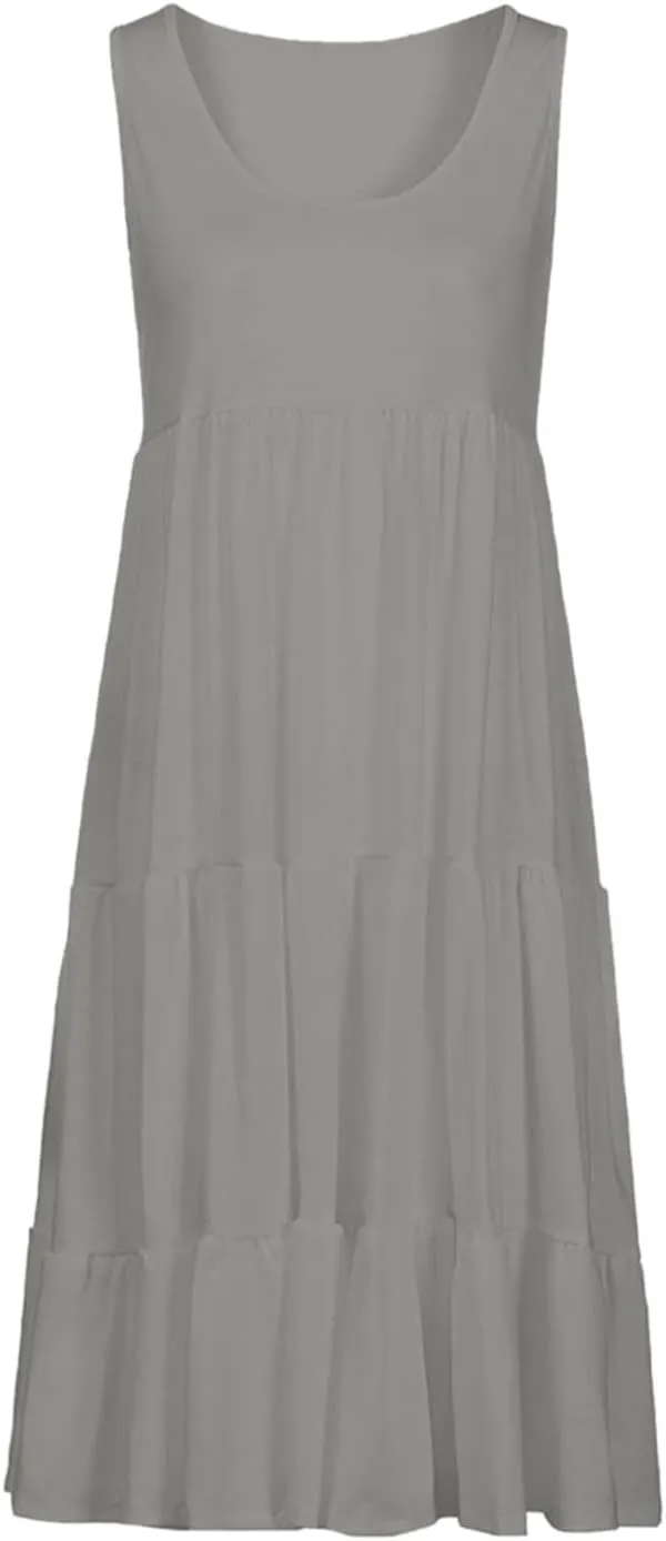 Sundresses for Women 2025 Sleeveless Cute Petite Mini Dress Tiered Summer Flowy Boho Sundress Beach Wear Spring Tank Dresses