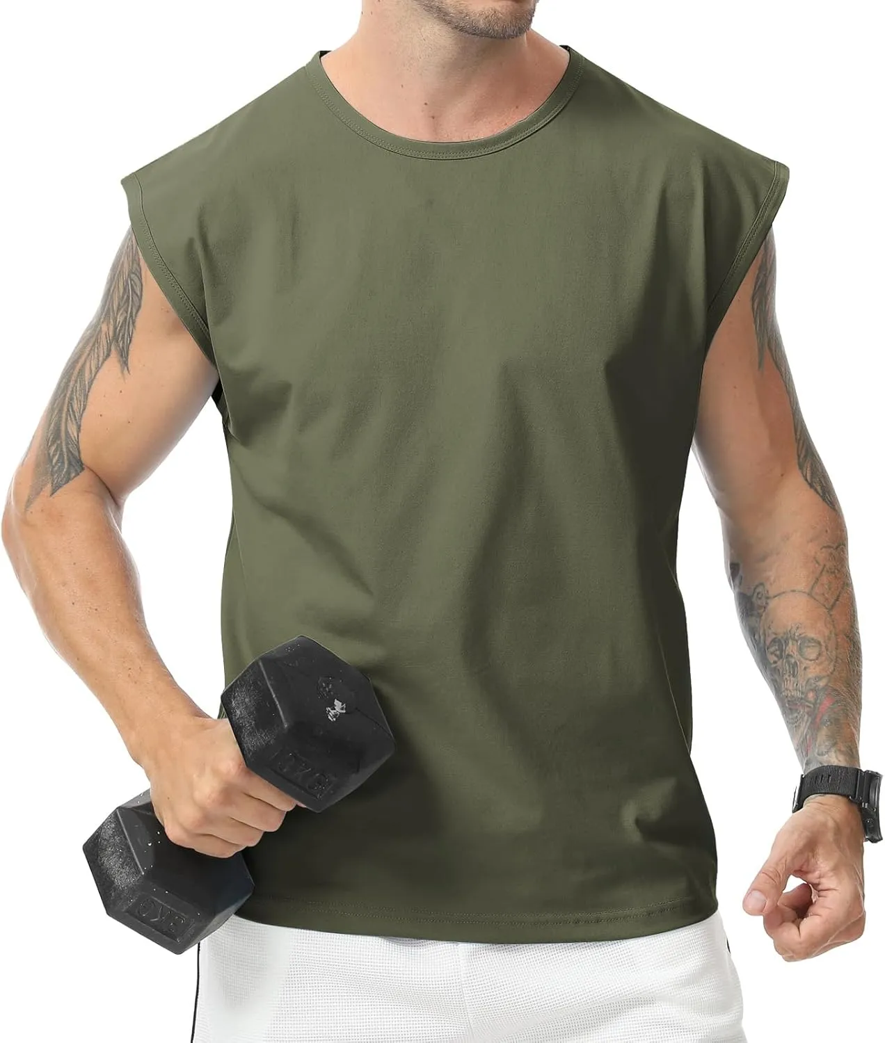 Surenow Men's Workout Tank Tops Athletic Sleeveless T-Shirt Sport Muscle Tank Running Breathable Gym Muscle T-Shirt for Men
