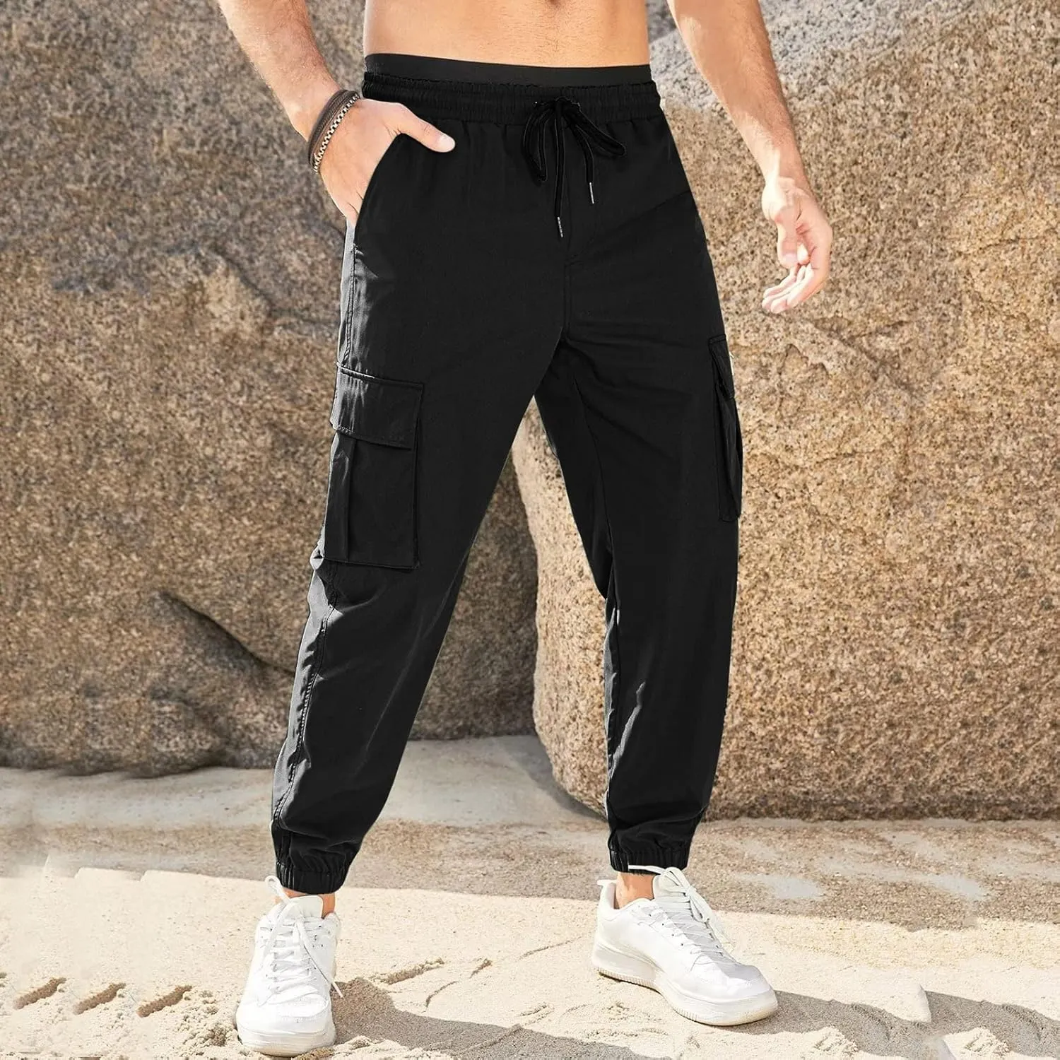 Sweatpants for Men Loose Fit Dress Pants for Men Stretch Waist Match Mens Wild Cargo Pants Corduroy Baggy Pants Mens