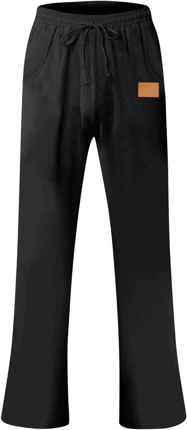 Sweatpants for Men Popular Jogger Sport Tapered Split Elasticated Slack Joggers Elasticated Waist Solid Color Slacks