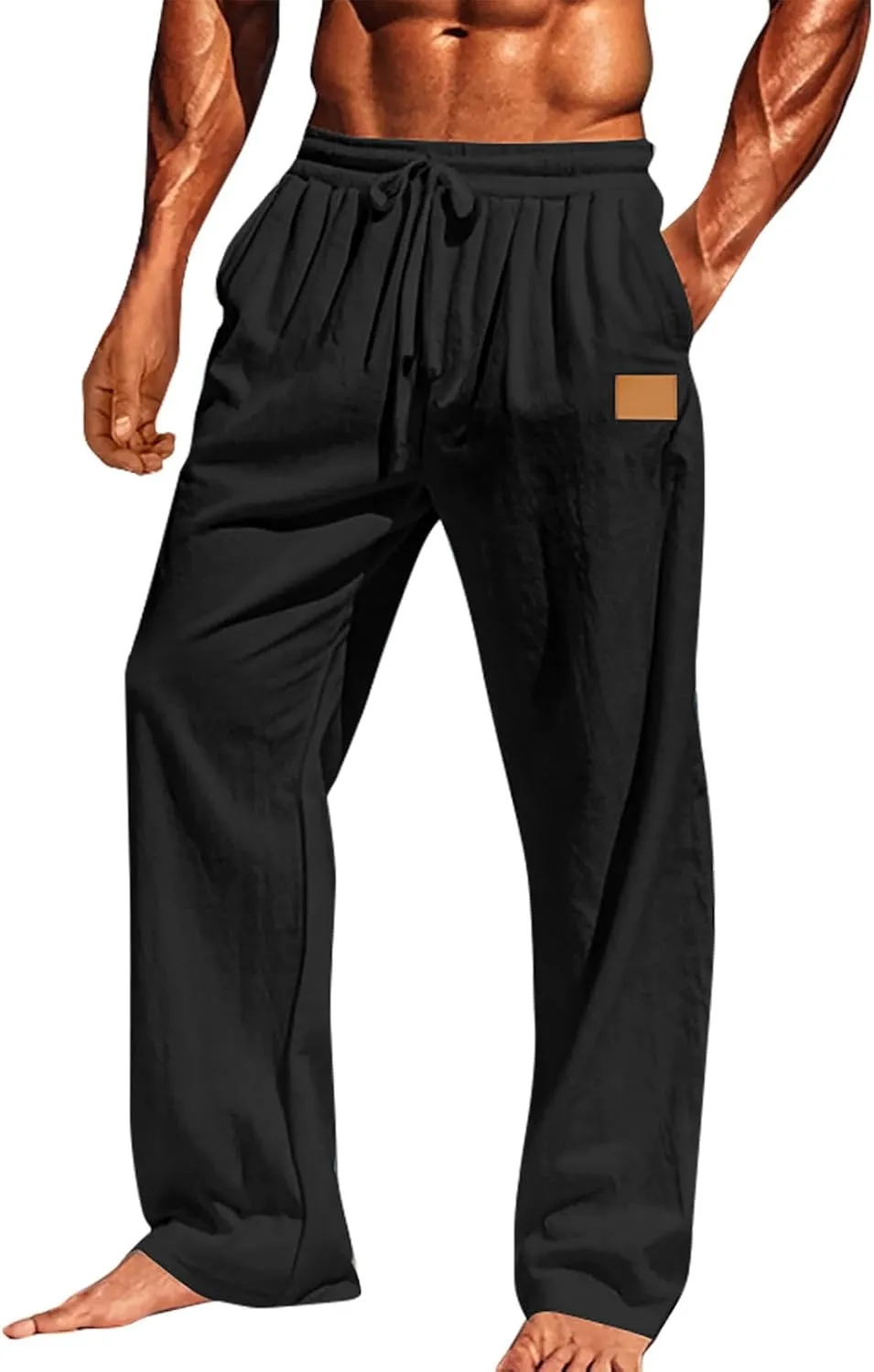 Sweatpants for Men Popular Jogger Sport Tapered Split Elasticated Slack Joggers Elasticated Waist Solid Color Slacks