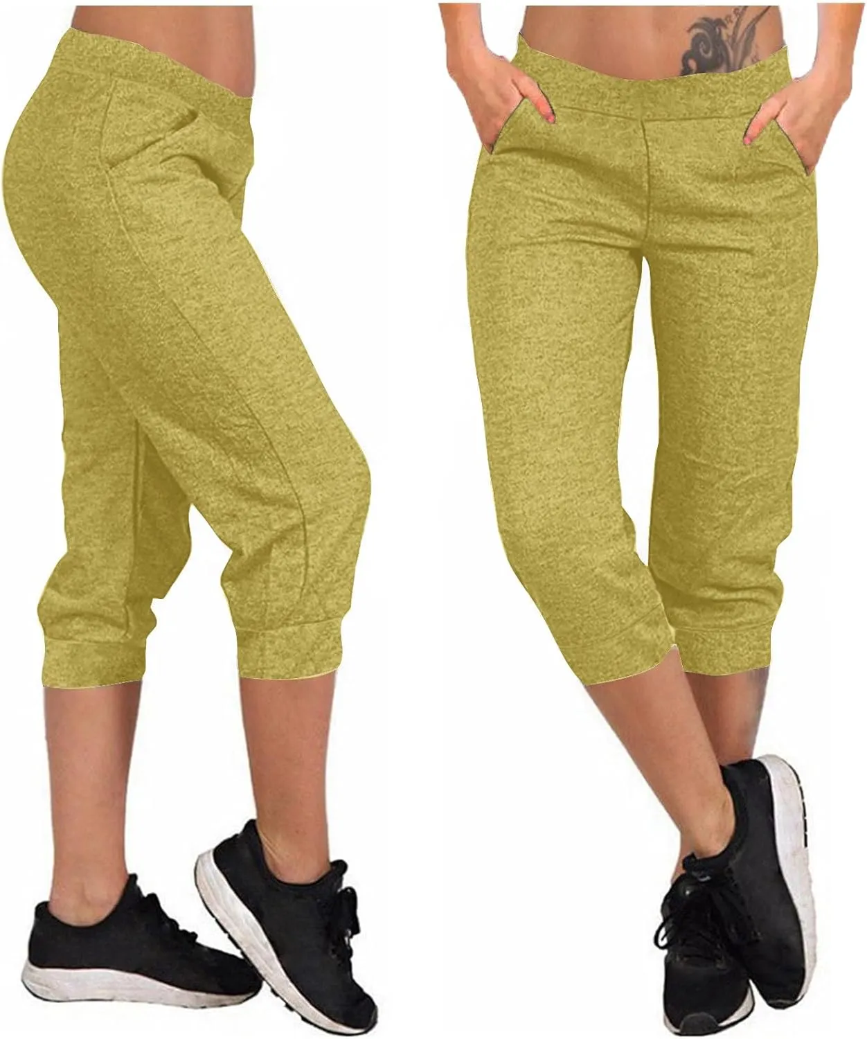 TANGNADE Active Capri Pants for Women Joggers Stretch Lightweight Casual Pant Capri with Drawstring Pockets Hiking Pants
