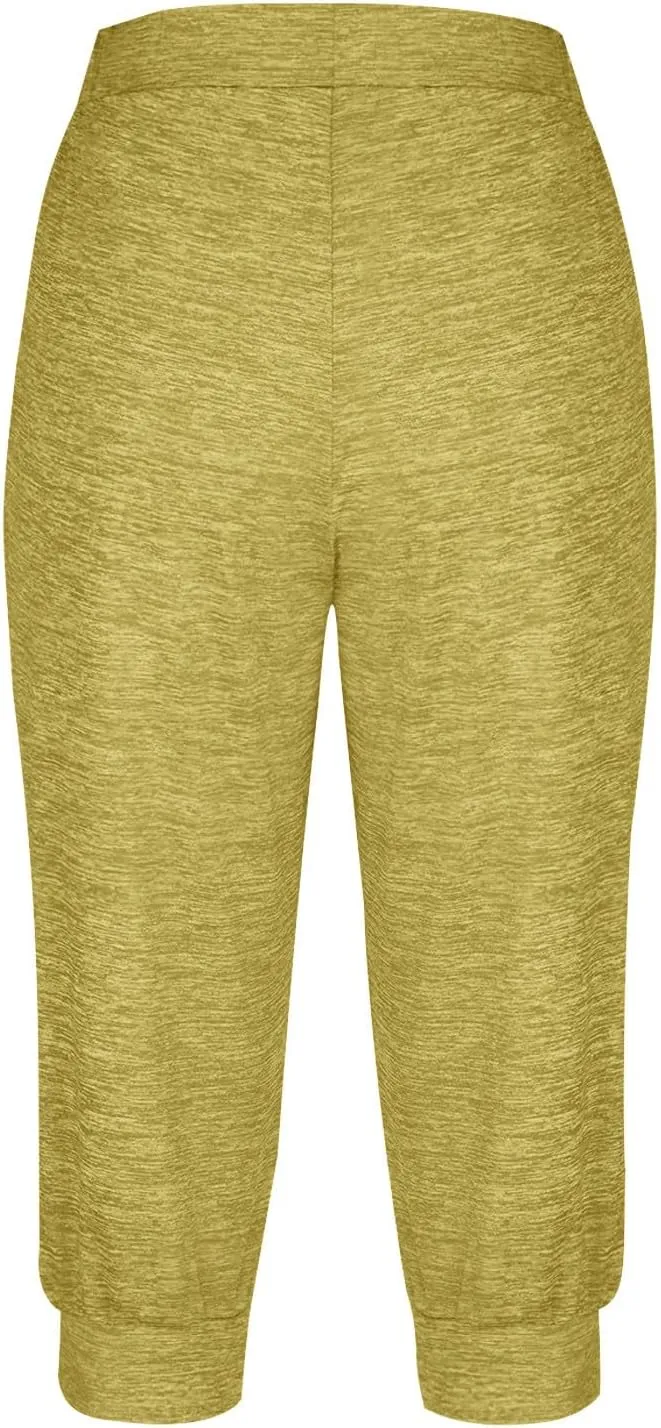 TANGNADE Active Capri Pants for Women Joggers Stretch Lightweight Casual Pant Capri with Drawstring Pockets Hiking Pants