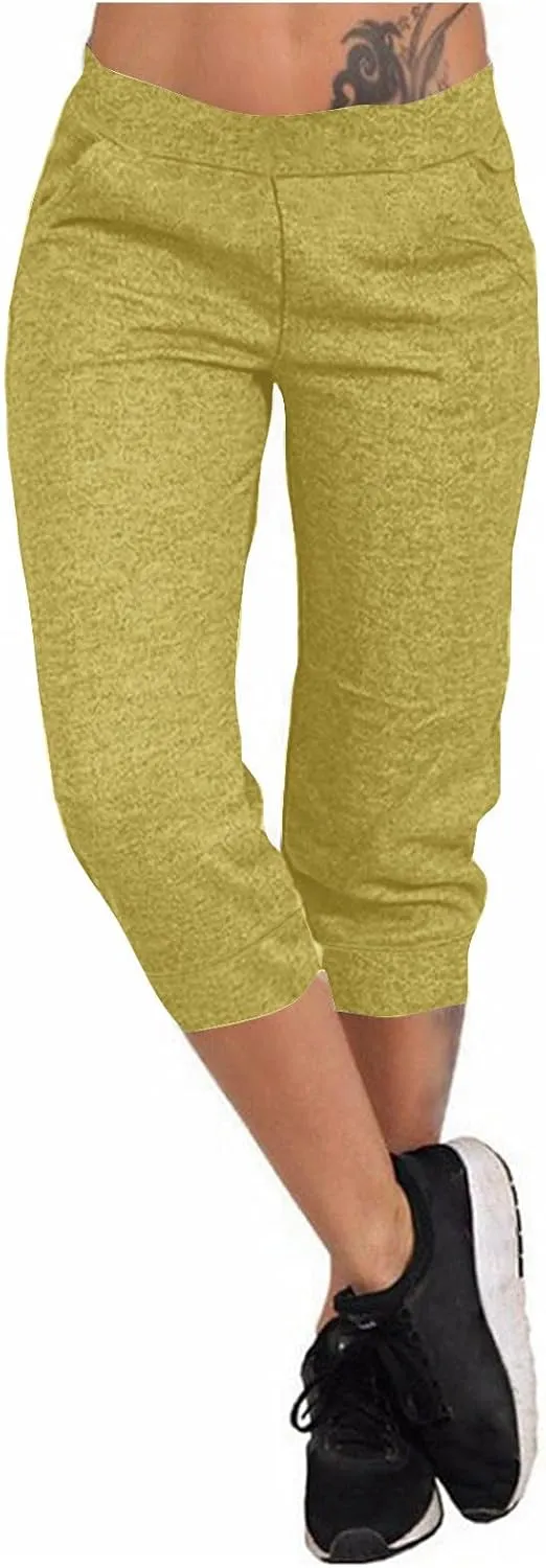 TANGNADE Active Capri Pants for Women Joggers Stretch Lightweight Casual Pant Capri with Drawstring Pockets Hiking Pants