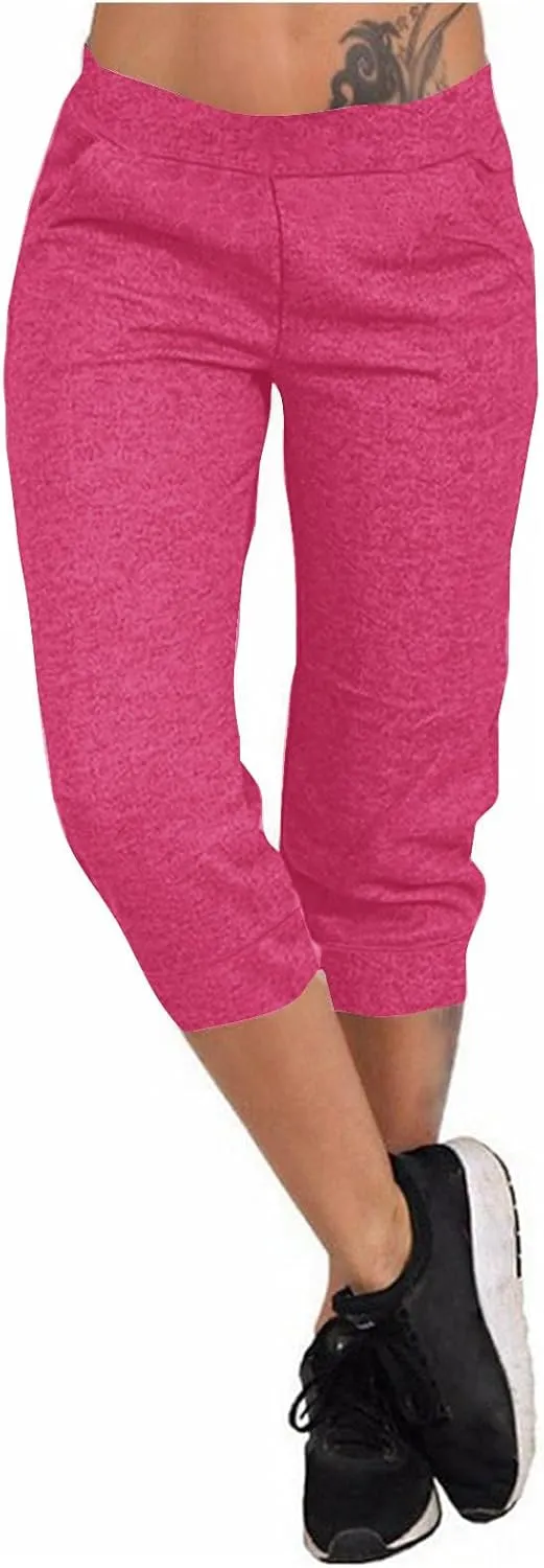 TANGNADE Active Capri Pants for Women Joggers Stretch Lightweight Casual Pant Capri with Drawstring Pockets Hiking Pants