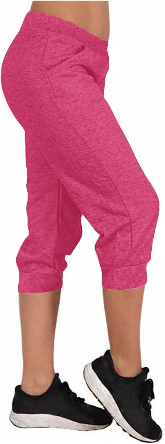 TANGNADE Active Capri Pants for Women Joggers Stretch Lightweight Casual Pant Capri with Drawstring Pockets Hiking Pants