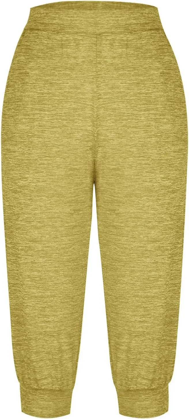 TANGNADE Active Capri Pants for Women Joggers Stretch Lightweight Casual Pant Capri with Drawstring Pockets Hiking Pants