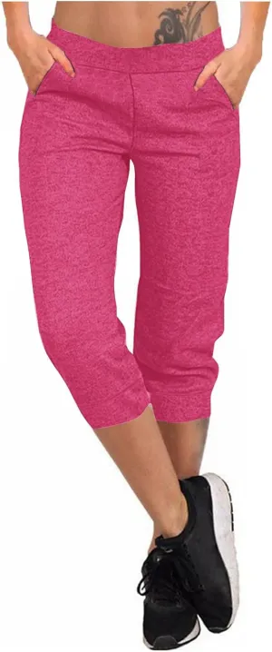 TANGNADE Active Capri Pants for Women Joggers Stretch Lightweight Casual Pant Capri with Drawstring Pockets Hiking Pants