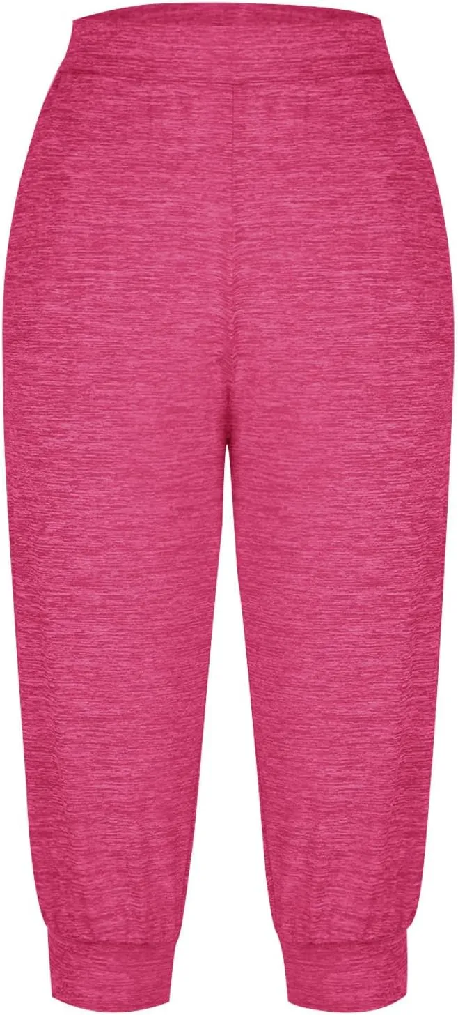 TANGNADE Active Capri Pants for Women Joggers Stretch Lightweight Casual Pant Capri with Drawstring Pockets Hiking Pants