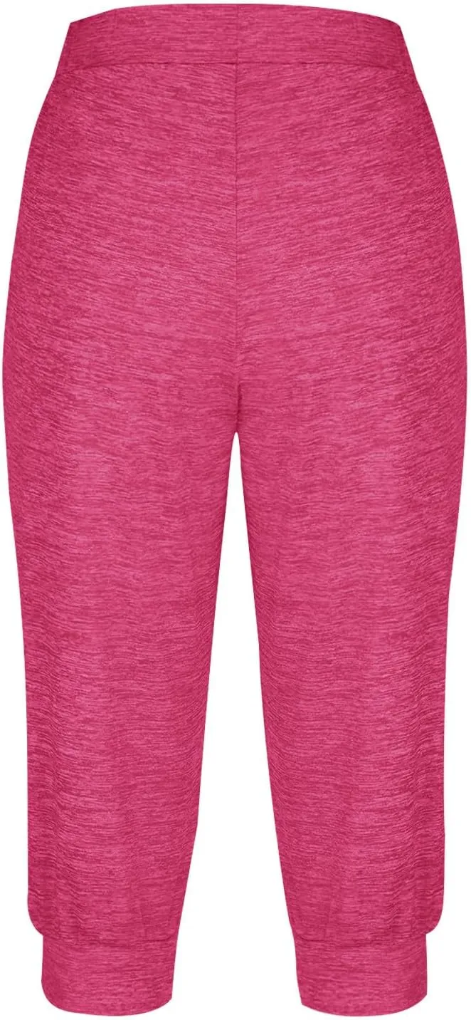 TANGNADE Active Capri Pants for Women Joggers Stretch Lightweight Casual Pant Capri with Drawstring Pockets Hiking Pants