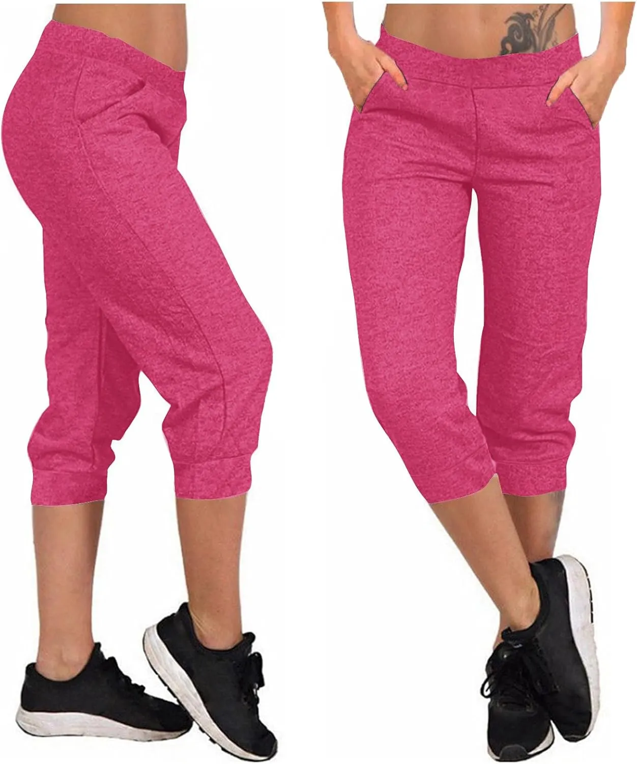 TANGNADE Active Capri Pants for Women Joggers Stretch Lightweight Casual Pant Capri with Drawstring Pockets Hiking Pants
