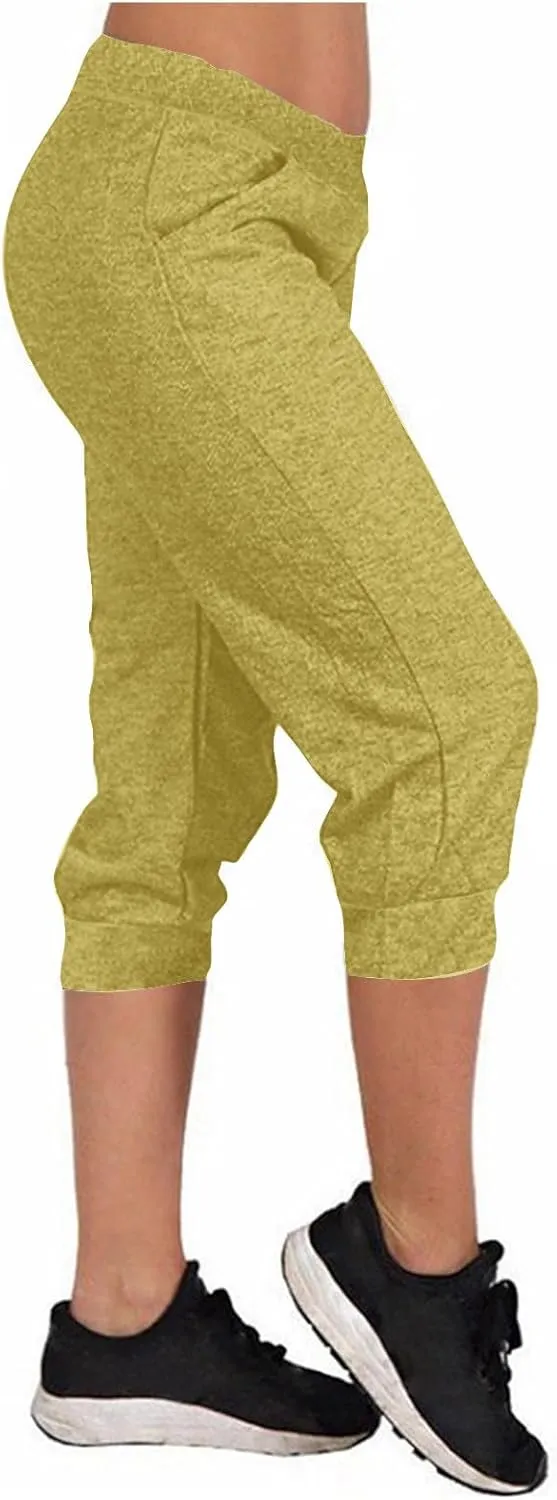 TANGNADE Active Capri Pants for Women Joggers Stretch Lightweight Casual Pant Capri with Drawstring Pockets Hiking Pants