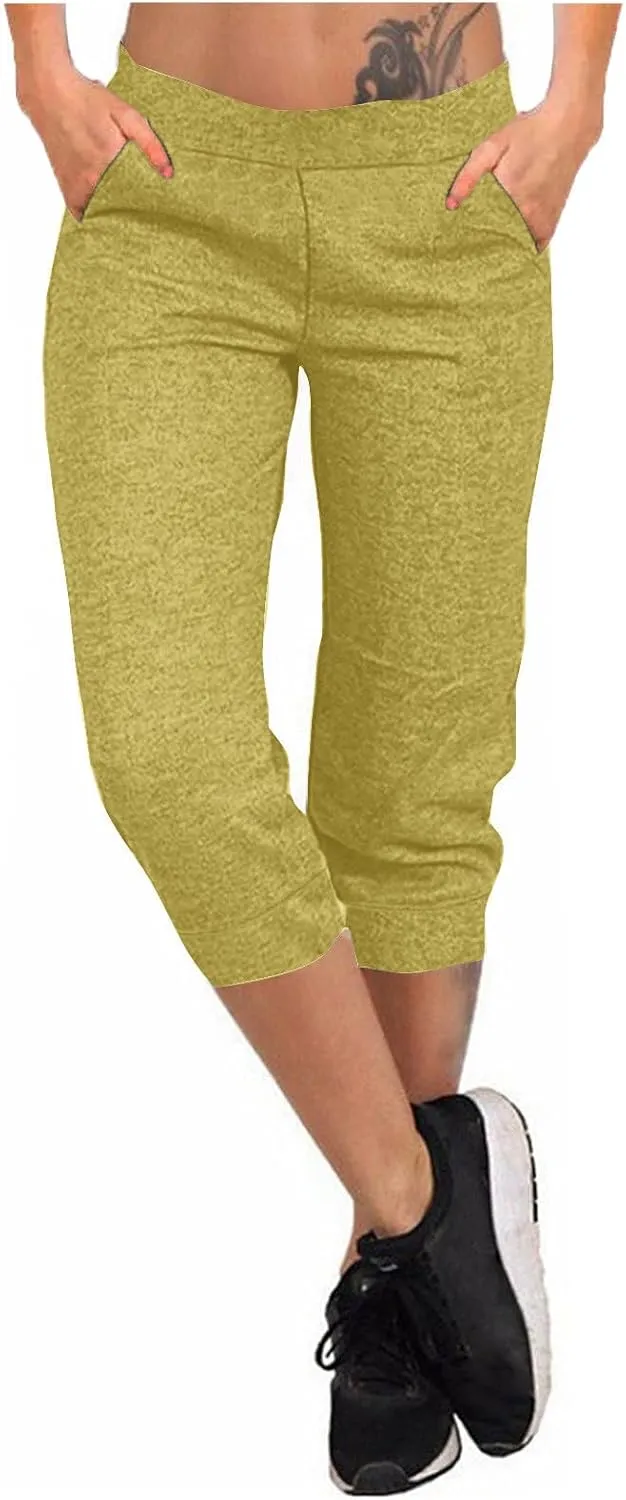 TANGNADE Active Capri Pants for Women Joggers Stretch Lightweight Casual Pant Capri with Drawstring Pockets Hiking Pants