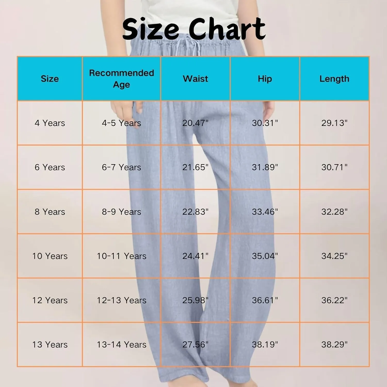 Teen Girls Preppy Cotton Linen Pants Summer Lightweight Loose Fit Elastic Waist Plus Size Solid Lounge Long Trousers
