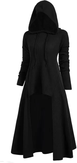 Trendy Cloak Dresses for Women Plus Size Halloween Costumes Long Sleeve Stretchy Solid Vintage Cape Dress