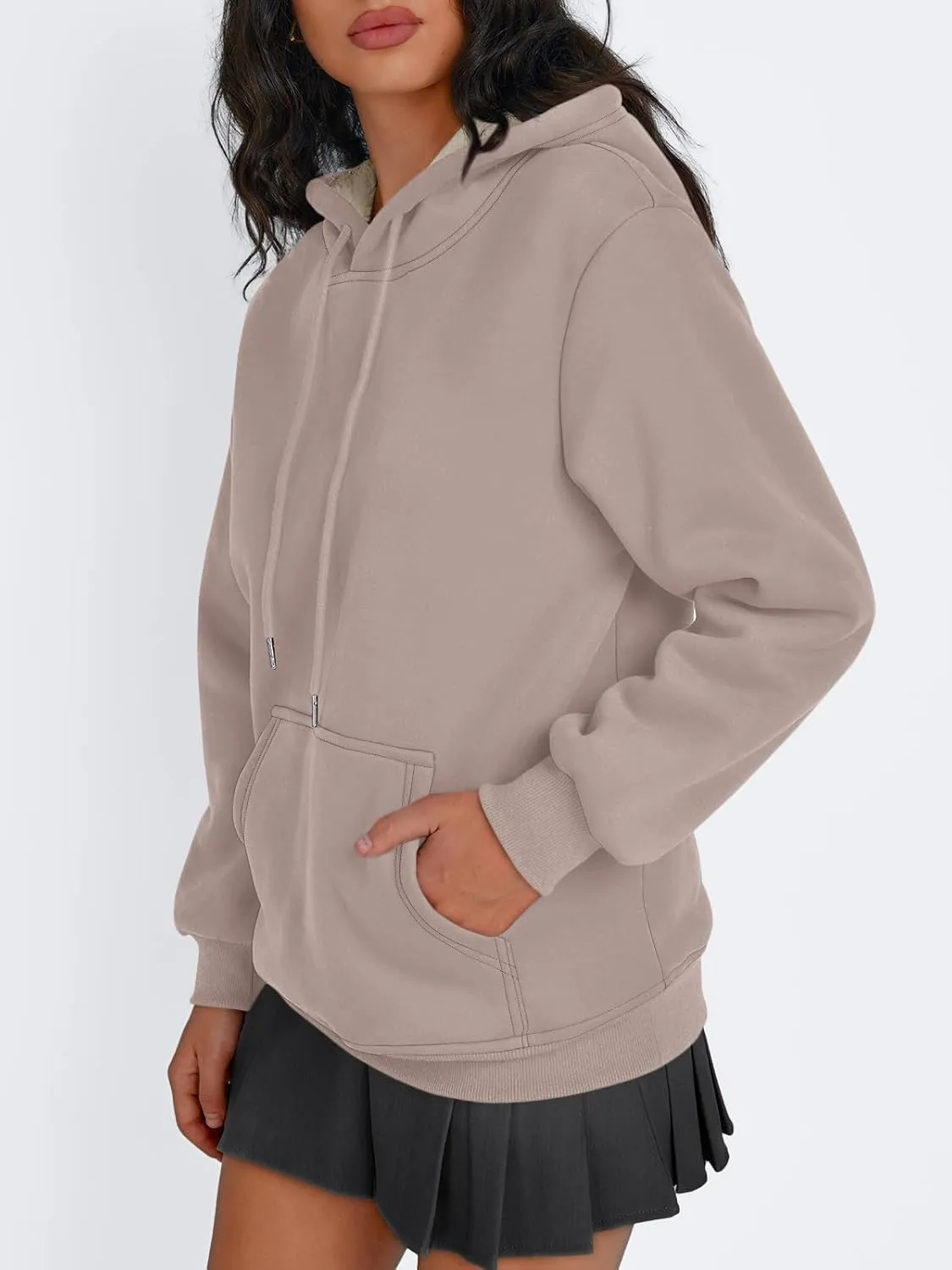 Trendy Queen Women's Winter Fleece Sherpa Lined Hoodie Casual Warm Long Sleeve Pullover Sweatshirt