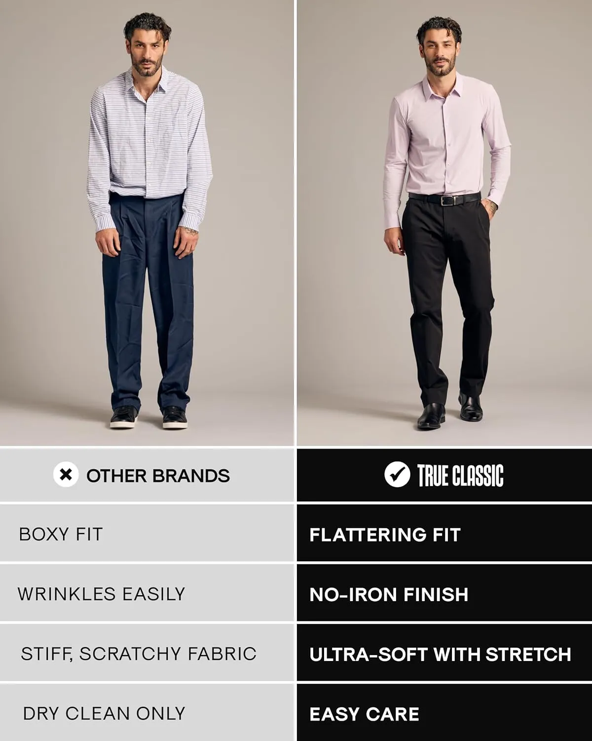 True Classic Mens Long Sleeve Button Down Shirt - Casual Dress Shirts for Men, Quick Dry