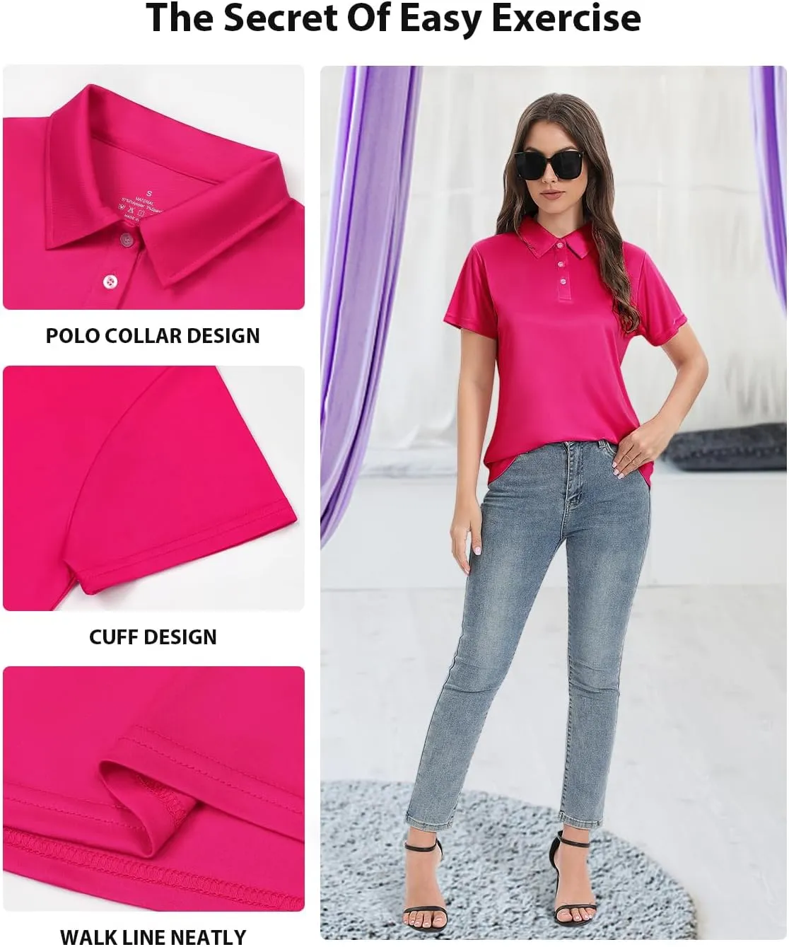 Ullnoy Women Soft Polo Shirts Short Sleeve Dry Fit Golf Shirt for Women Moisture Wicking Athletic Polo Tee Pack