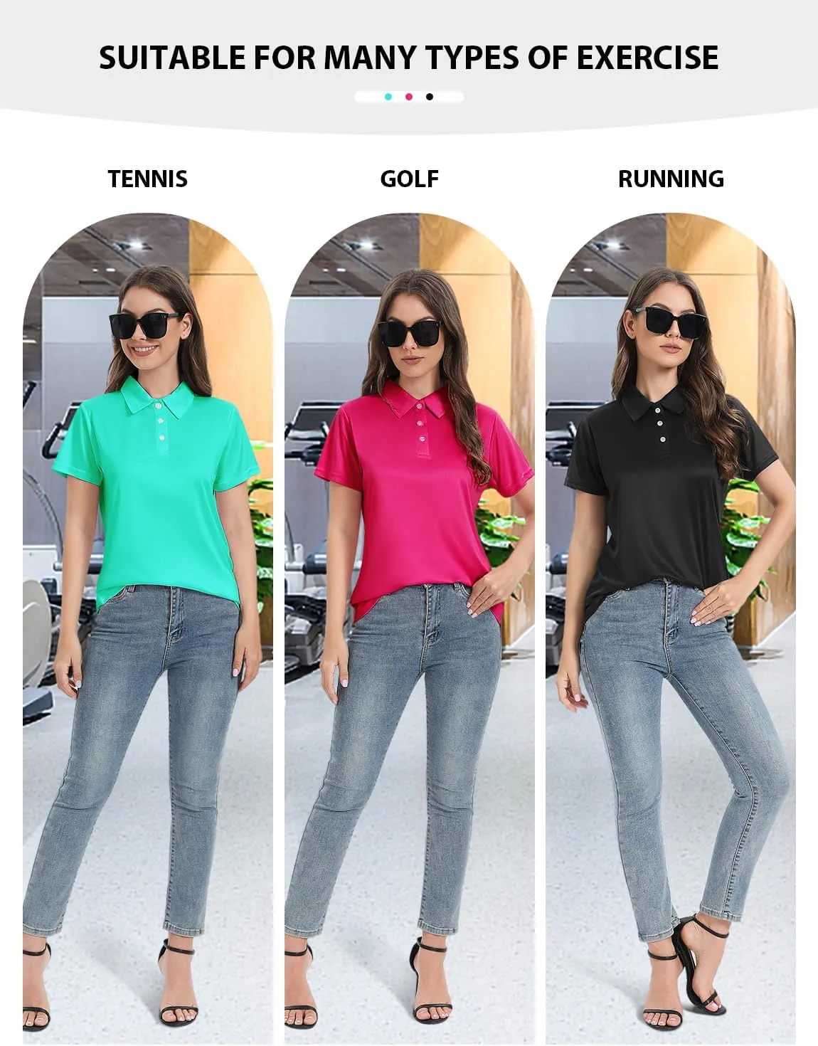 Ullnoy Women Soft Polo Shirts Short Sleeve Dry Fit Golf Shirt for Women Moisture Wicking Athletic Polo Tee Pack