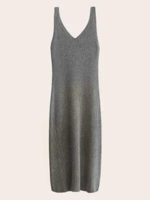 V-Neck Ribbed Knit Tank Jumper Dress