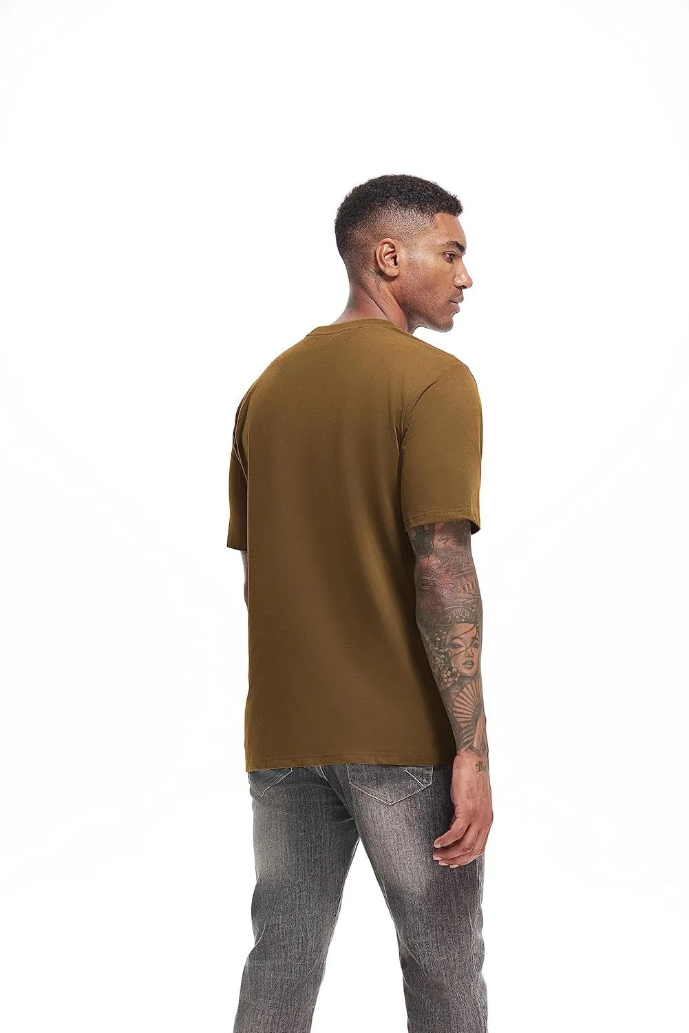 VEIISAR Men's Heavy Weight Crew Neck T-Shirt Mens Premium Cotton Tee - Pre Shrunk S-3XL