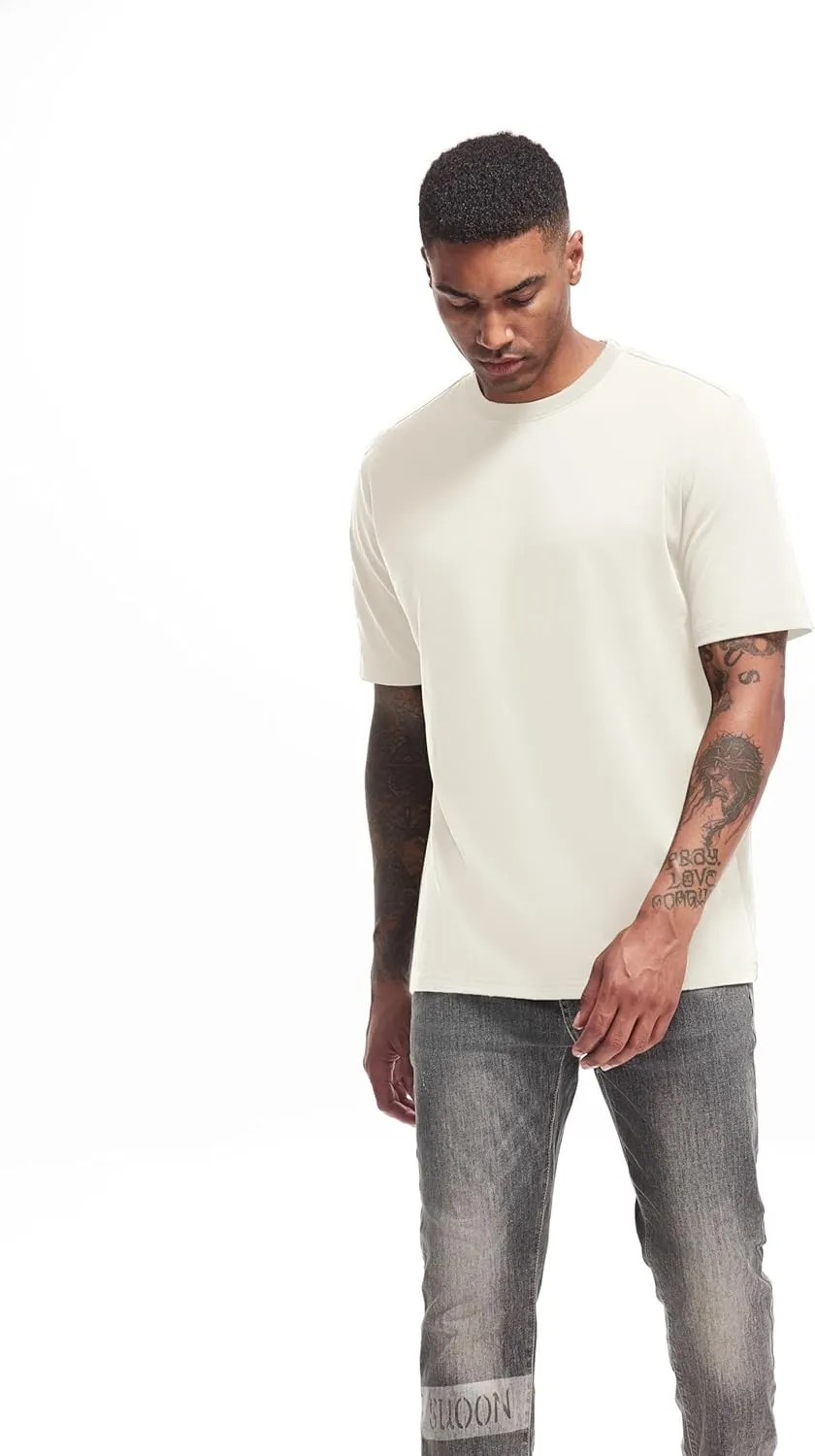 VEIISAR Men's Heavy Weight Crew Neck T-Shirt Mens Premium Cotton Tee - Pre Shrunk S-3XL