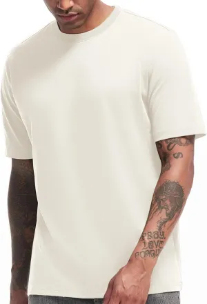 VEIISAR Men's Heavy Weight Crew Neck T-Shirt Mens Premium Cotton Tee - Pre Shrunk S-3XL
