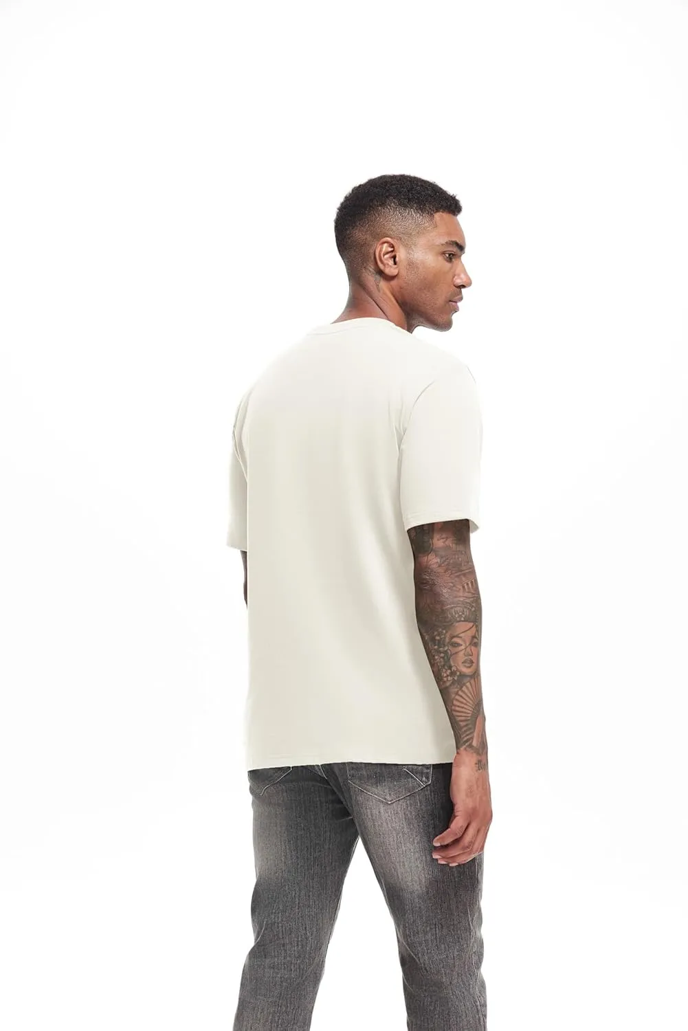 VEIISAR Men's Heavy Weight Crew Neck T-Shirt Mens Premium Cotton Tee - Pre Shrunk S-3XL