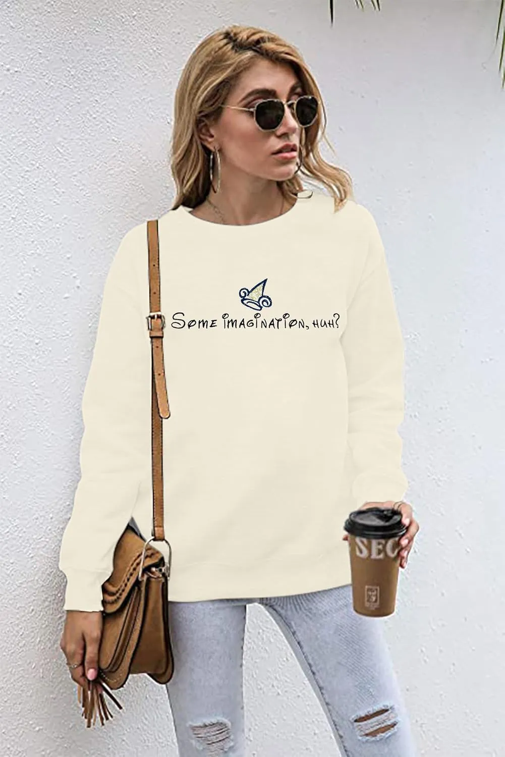 VILOVE Magical Kingdom Sweatshirt Women Imagination Pullover Family Vacation Tee Castle Graphic long Sleeve Tops