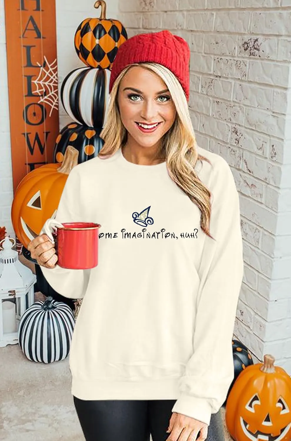 VILOVE Magical Kingdom Sweatshirt Women Imagination Pullover Family Vacation Tee Castle Graphic long Sleeve Tops