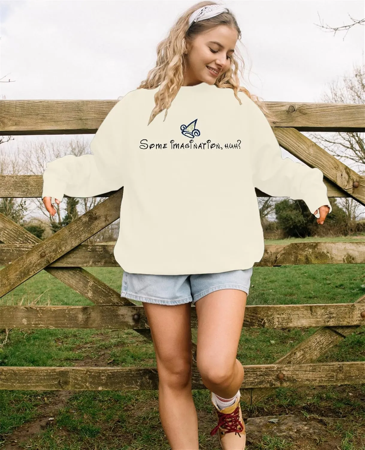 VILOVE Magical Kingdom Sweatshirt Women Imagination Pullover Family Vacation Tee Castle Graphic long Sleeve Tops