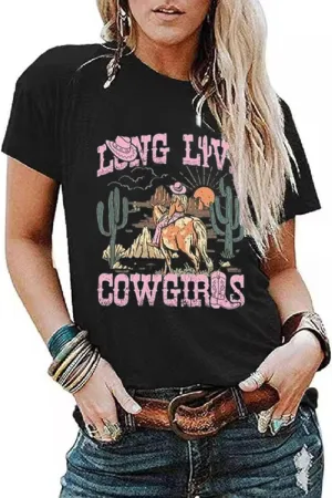 Western Cactus Horse T-Shirt Cactus Shirts for Women Desert Horse Graphic Tee Casual Cowgirl Vintage Short Sleeve Tops