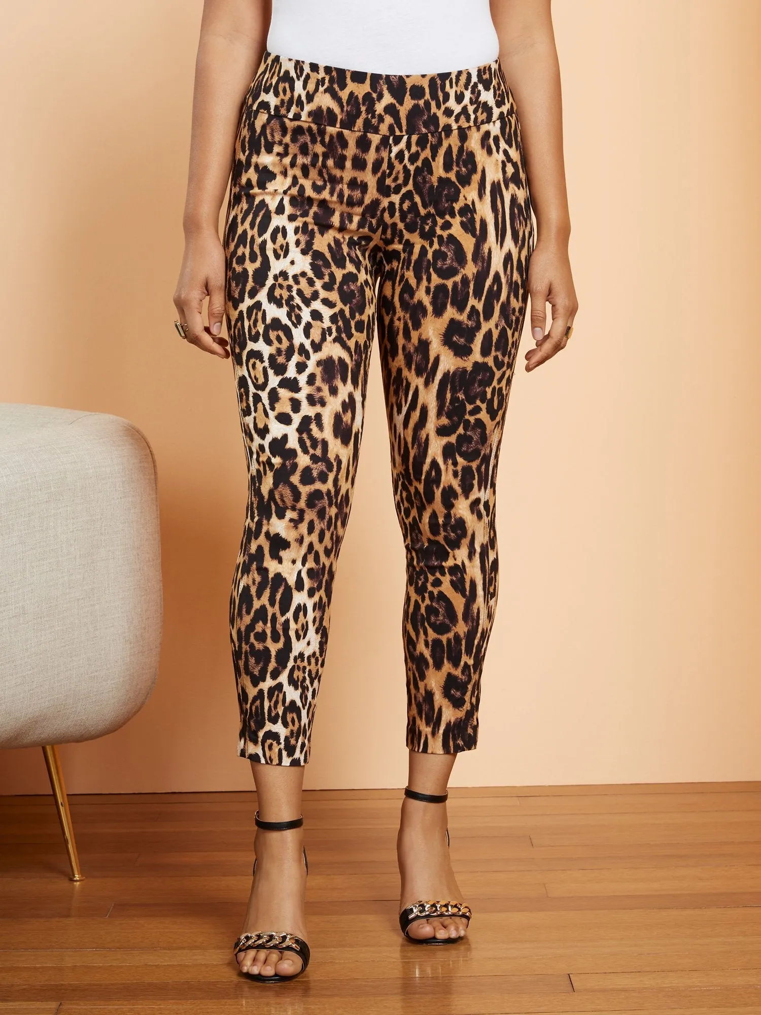 Whitney High-Waisted Pull-On Slim-Leg Ankle Pant - Leopard-Print