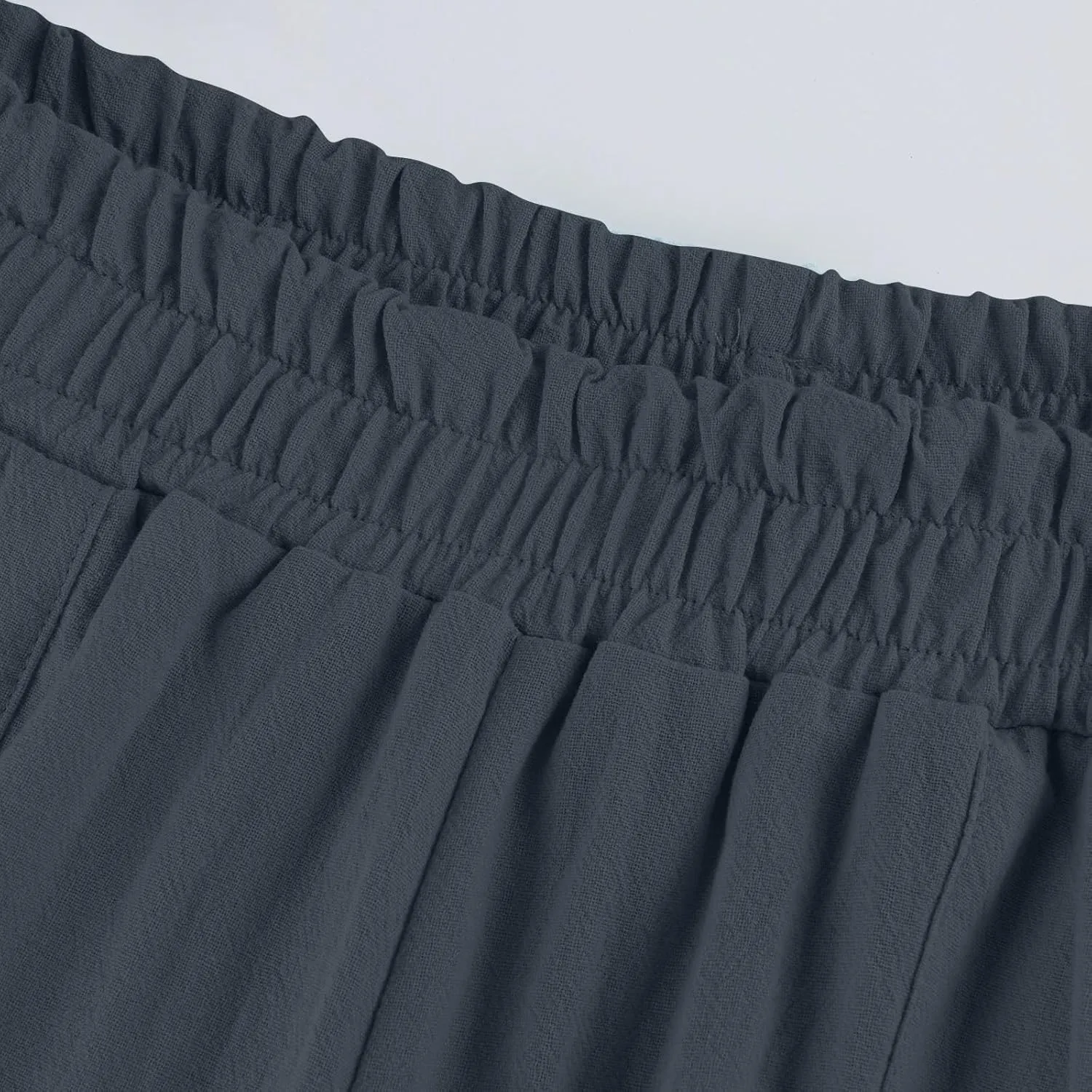 Wide Leg Linen Pants for Women Summer Palazzo Flowy Capri Palazzo Flowy Pants Casual High Waist Trousers with Pockets