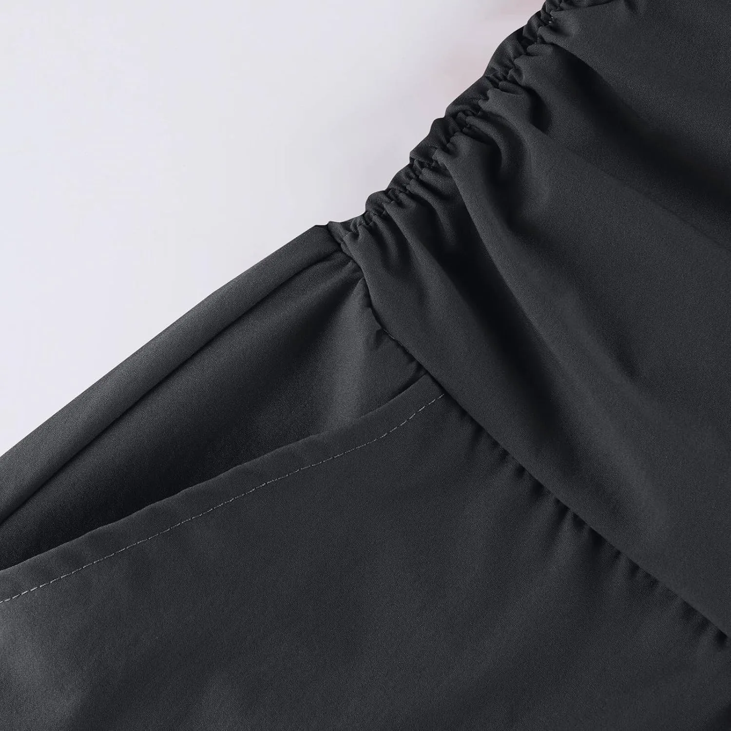 Wide Leg Pants for Womens High Waist Flowy Elastic Waist Loose Trousers Pleated Solid Color Elegant Capris Pants