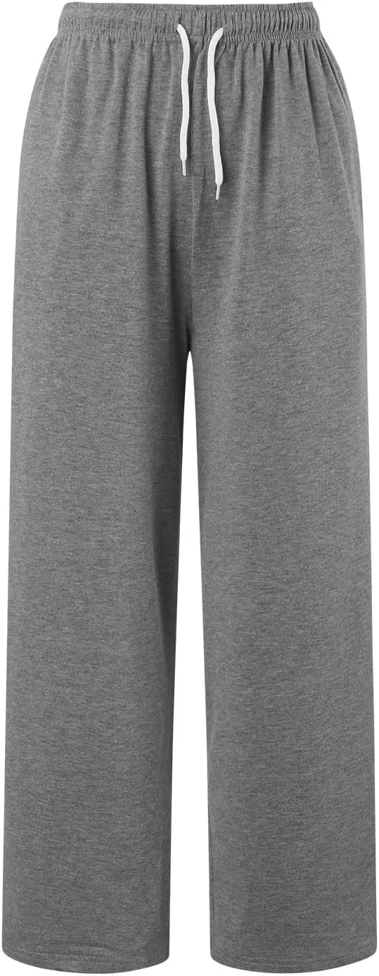 Wide Leg Sweat Pants for Womens High Waisted Baggy Sweatpants Casual Drawstring Workout Athletic Pants with Pockets