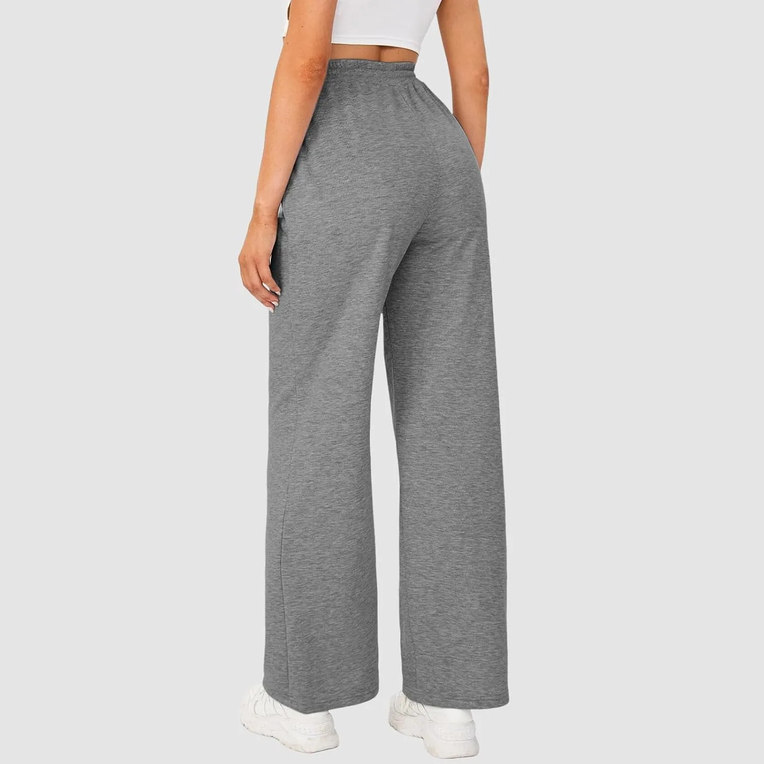 Wide Leg Sweat Pants for Womens High Waisted Baggy Sweatpants Casual Drawstring Workout Athletic Pants with Pockets