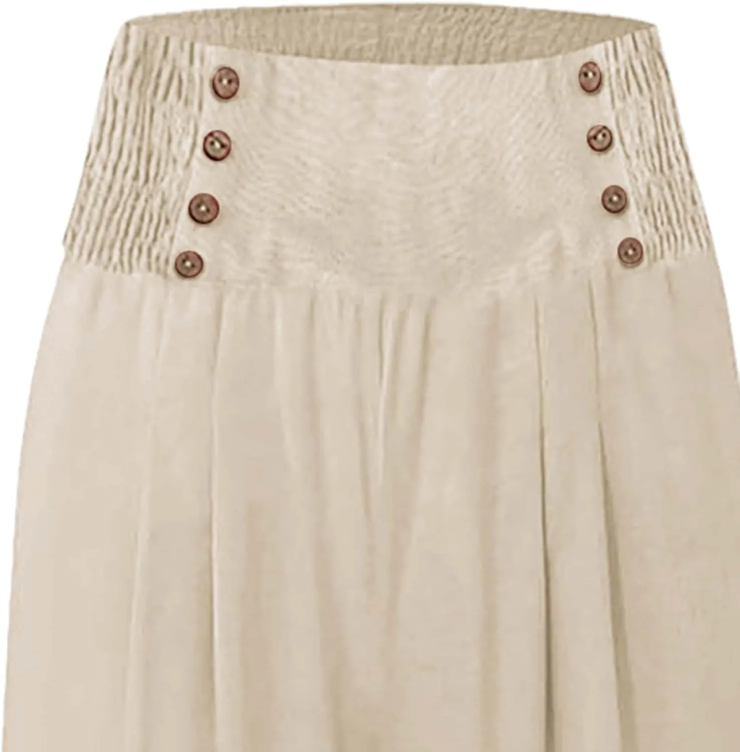 Wide Leg Work Pants for Women Pants Elastic Waist Summer Trousers 3/4 Length Pants with High Linen Pants for Women